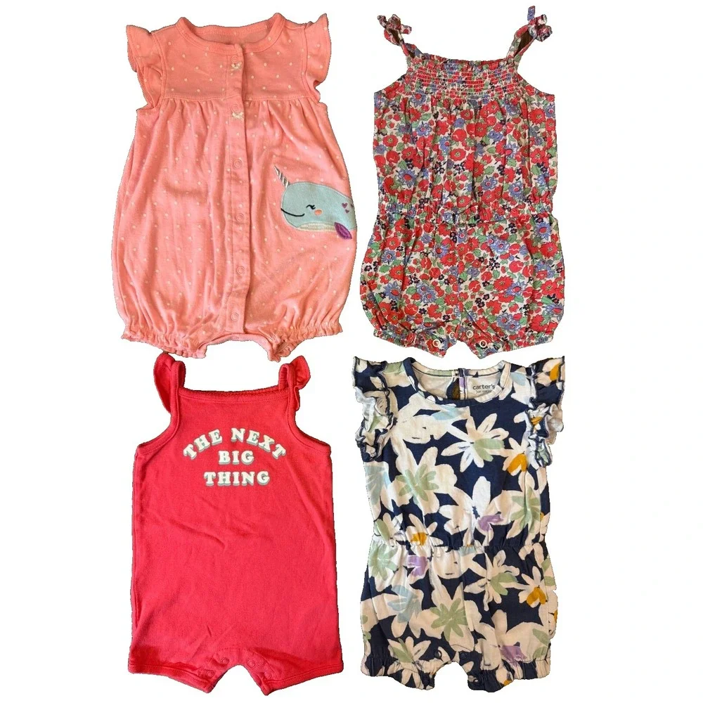 Carters‎ Baby Girl 6 Months Clothes Lot Romper Shorts Summer Outfits Flowers Big
